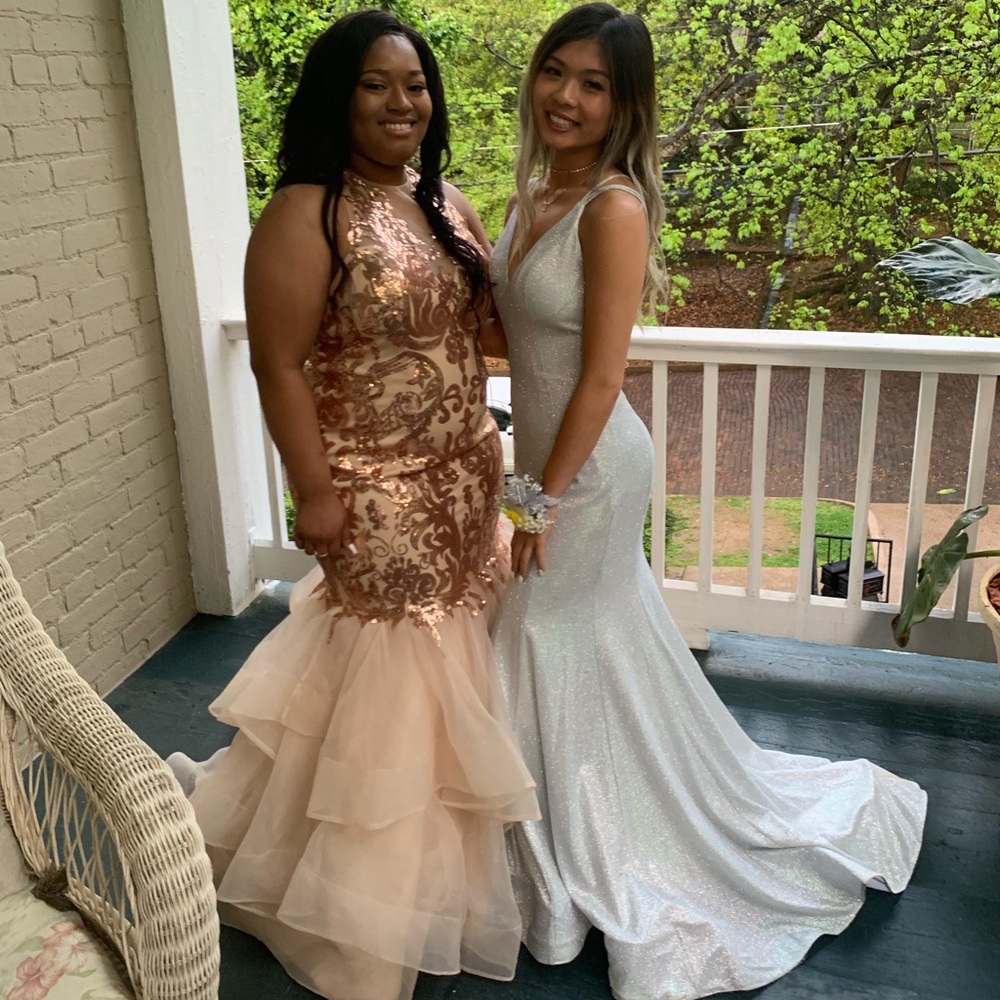 Blush Prom White Shimmer Dress